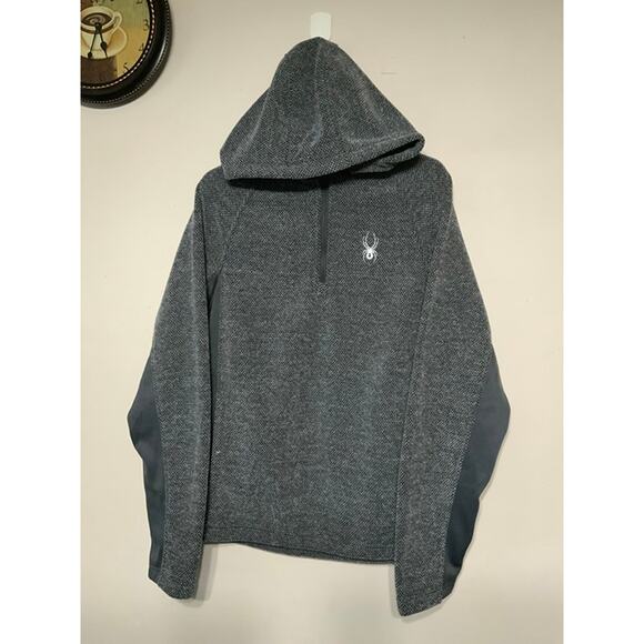 Spyder Speed Stretch Hooded Waffle Fleece Jacket Charcoal Gray - NWT - Picture 1 of 6